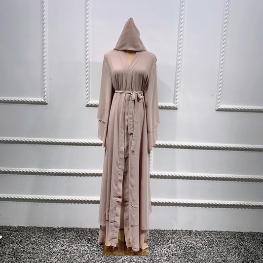 Women's Solid Open Abaya Kimono – Modest Cardigan Style