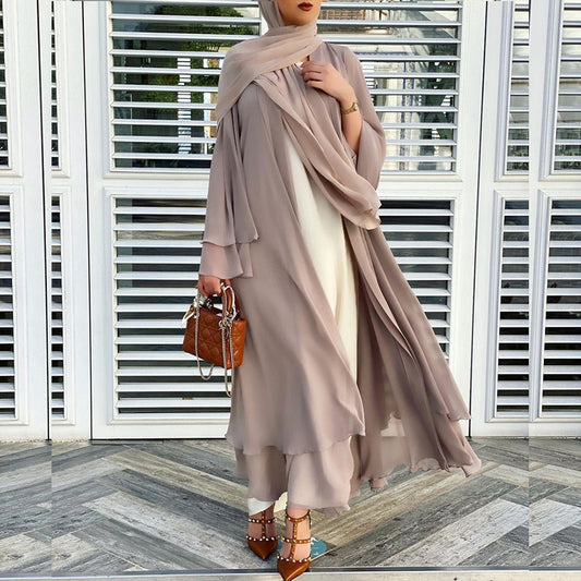 Women's Solid Open Abaya Kimono – Modest Cardigan Style