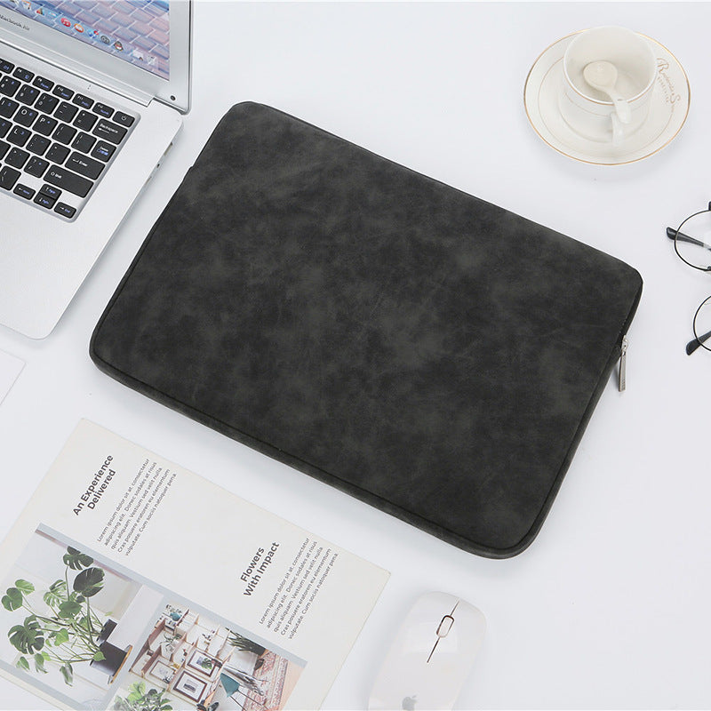 14-Inch PU Leather Laptop Bag – Waterproof Flat Liner Bag with Soft Handle