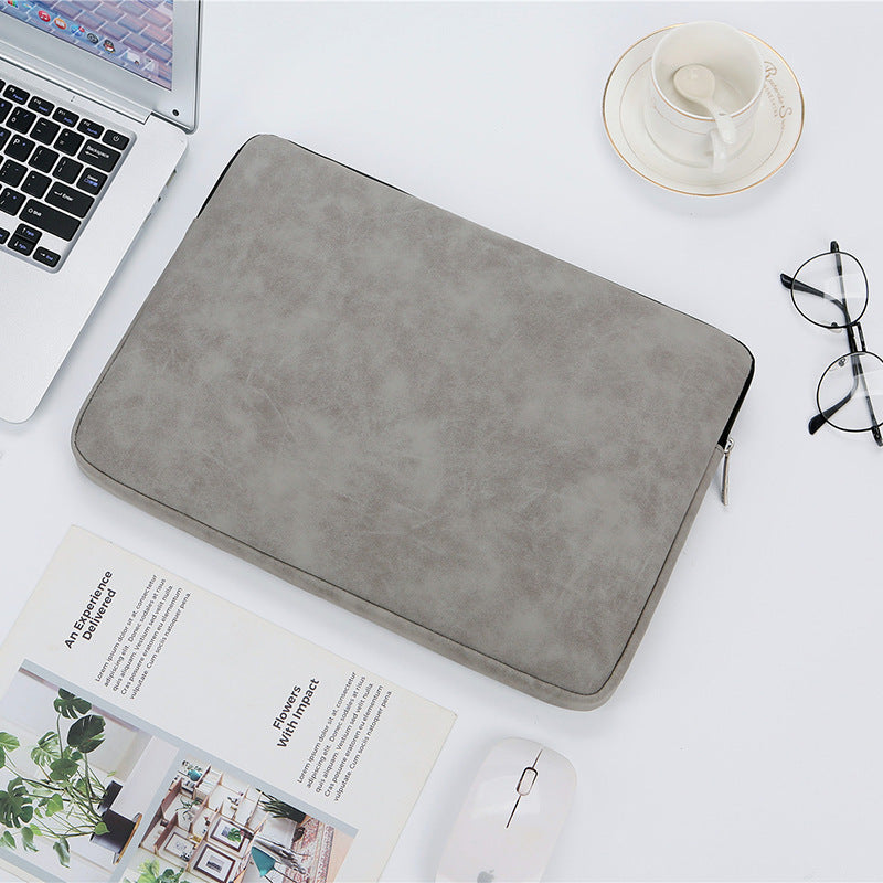 14-Inch PU Leather Laptop Bag – Waterproof Flat Liner Bag with Soft Handle