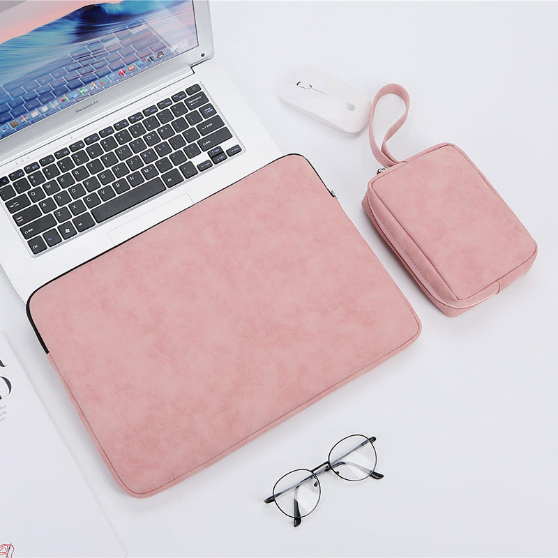 14-Inch PU Leather Laptop Bag – Waterproof Flat Liner Bag with Soft Handle