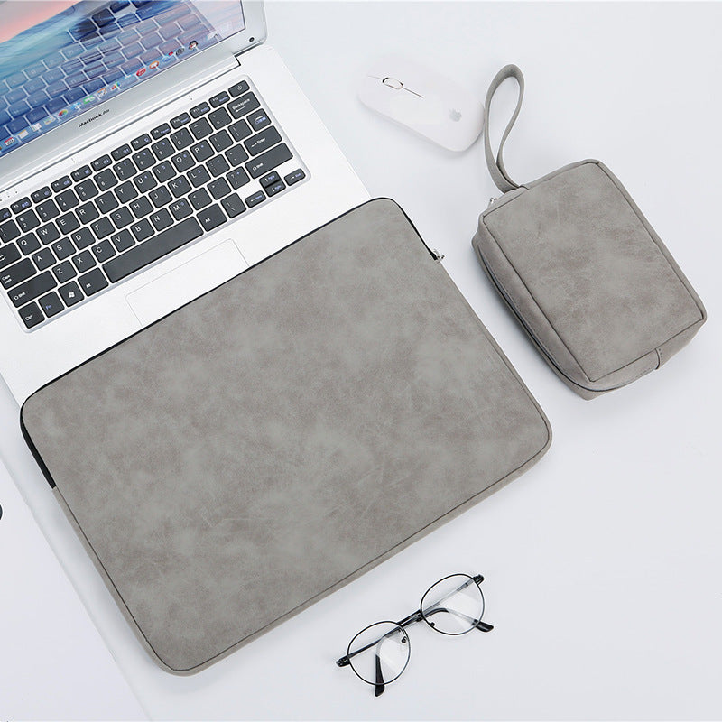 14-Inch PU Leather Laptop Bag – Waterproof Flat Liner Bag with Soft Handle