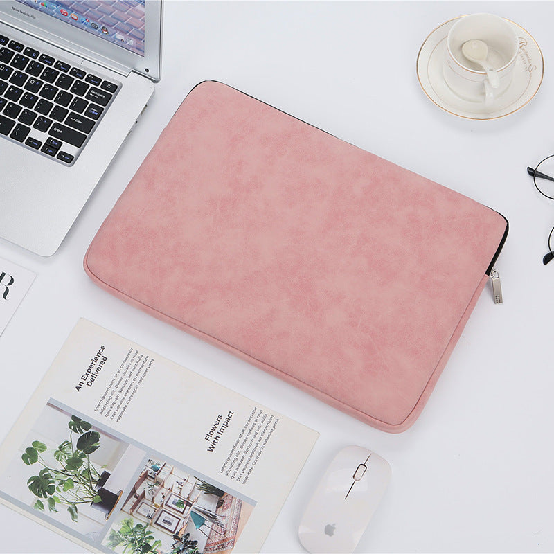 14-Inch PU Leather Laptop Bag – Waterproof Flat Liner Bag with Soft Handle