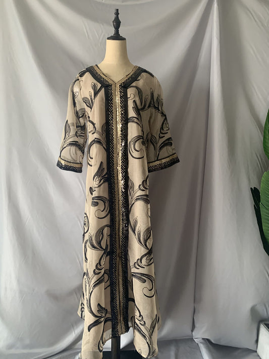 Sequin Embroidered Robe Abaya for Women