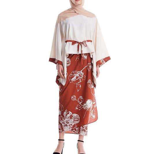 Abaya  Two-piece Set with Loose Waist and Long Skirt