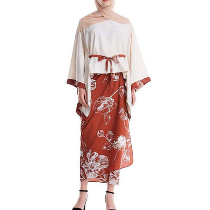 Abaya  Two-piece Set with Loose Waist and Long Skirt
