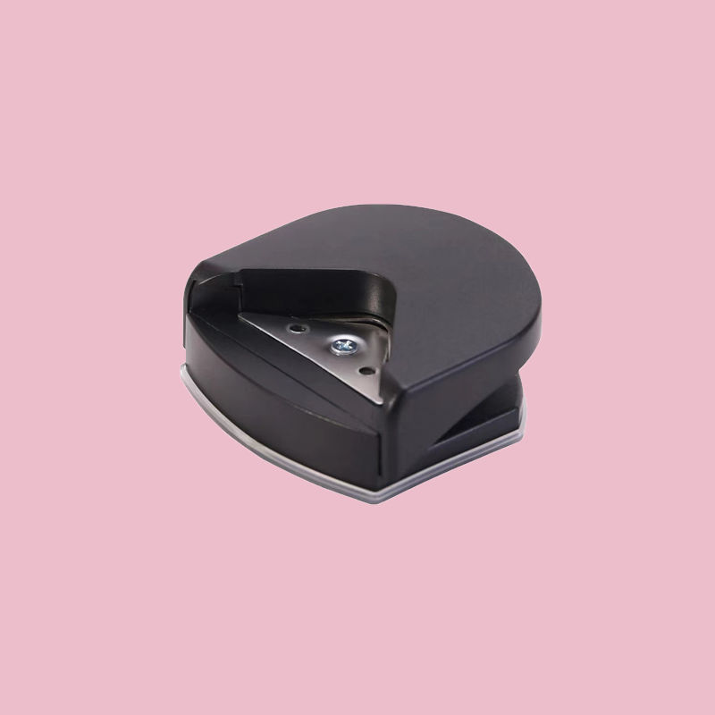 Compact Plastic and Metal Corner Cutter in Black, Pink, and Blue