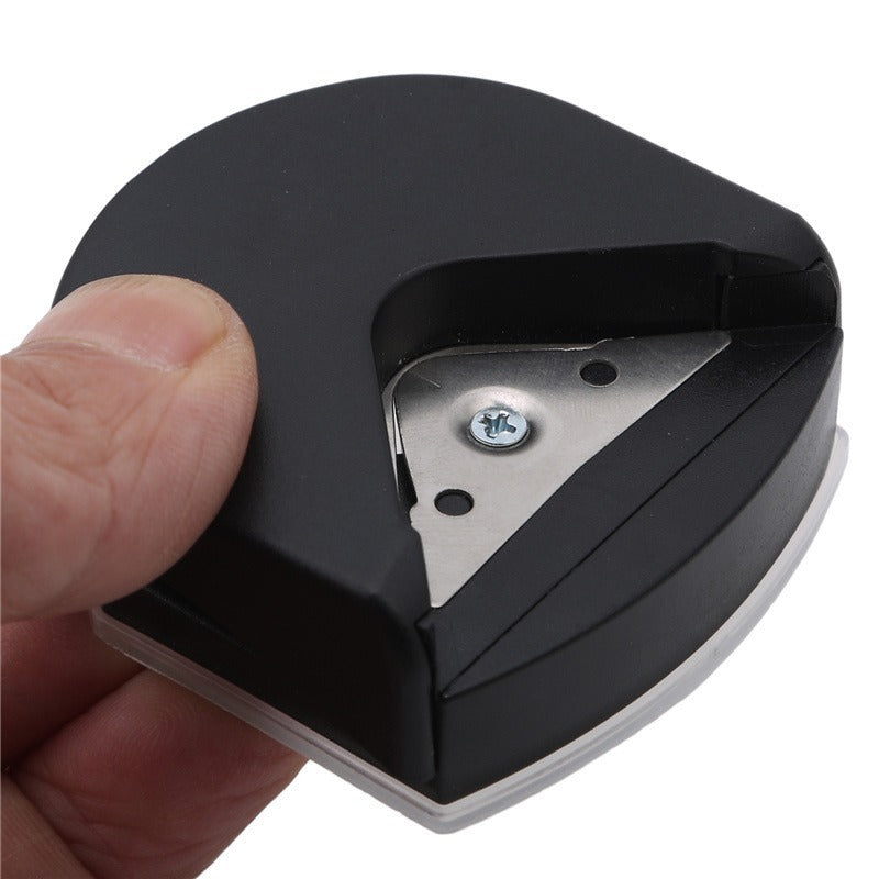 Compact Plastic and Metal Corner Cutter in Black, Pink, and Blue