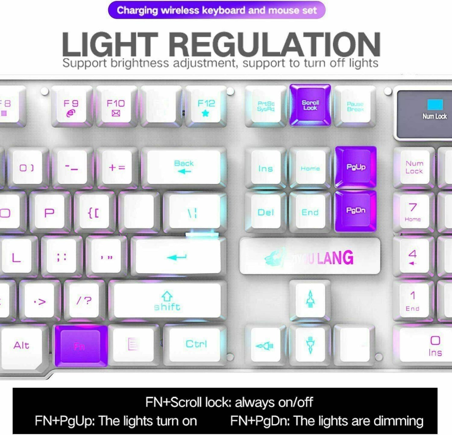 104 Keys Wireless Gaming Keyboard And Mouse Set Rainbow LED Backlit Keyboard