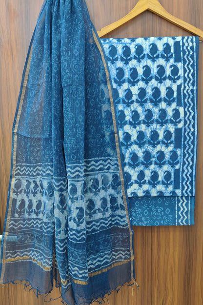 Traditional Hand Block Printed Pure Cotton Suit Set with Kota Cotton Dupatta