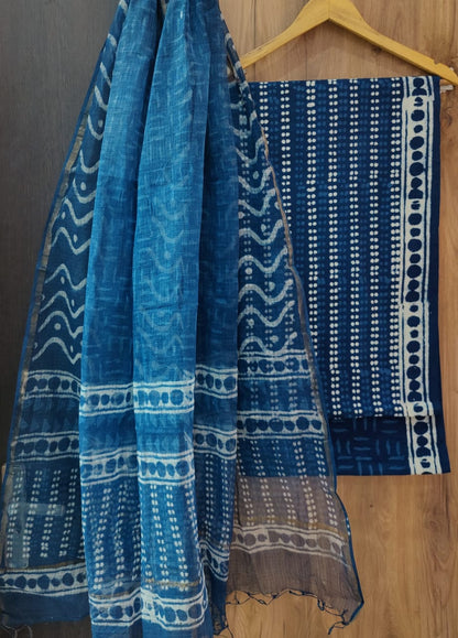 Traditional Hand Block Printed Pure Cotton Suit Set with Kota Cotton Dupatta
