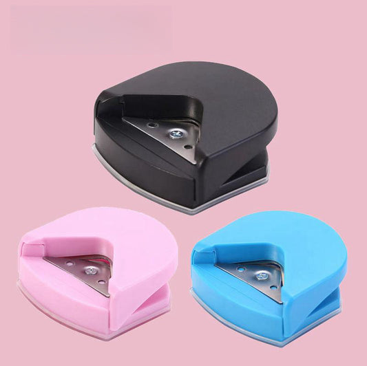 Compact Plastic and Metal Corner Cutter in Black, Pink, and Blue
