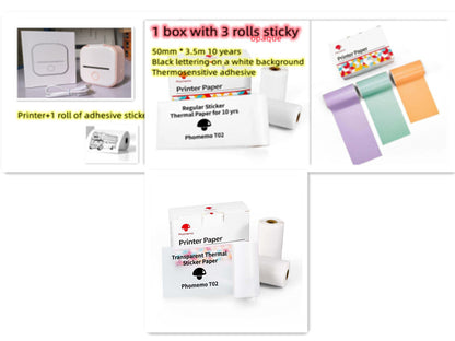 Phomemo T02 Mini Pocket Thermal Printer – Inkless Bluetooth Label Printer, Supports 10 Languages, 1000mAh Battery