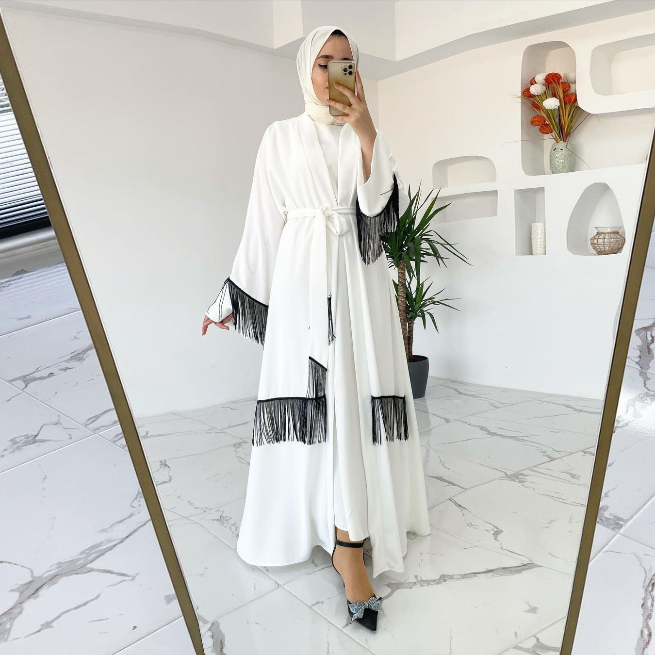 Ethnic Abaya Coat with Tassel Details