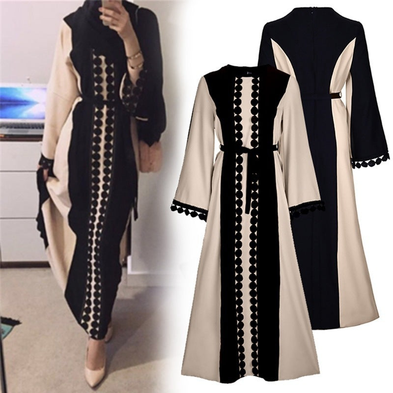 Patchwork Abaya - Solid Color with Gouhua Hollow Out Detail