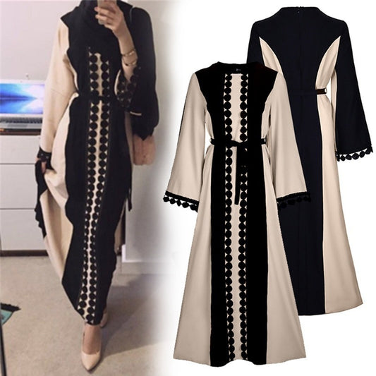 Patchwork Abaya - Solid Color with Gouhua Hollow Out Detail