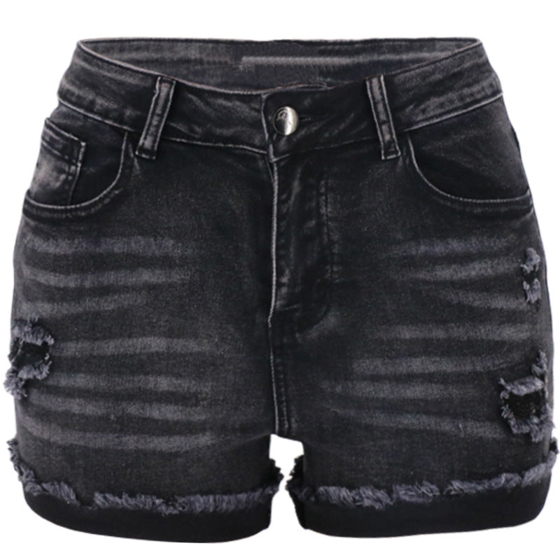 Women's High Waist Distressed Denim Shorts