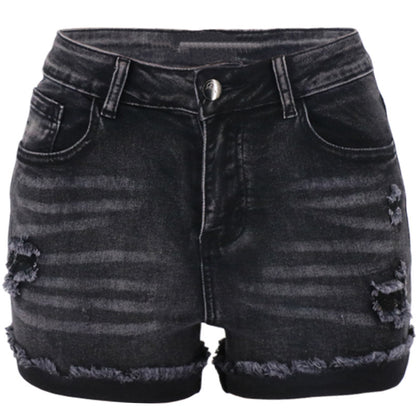 Women's High Waist Distressed Denim Shorts