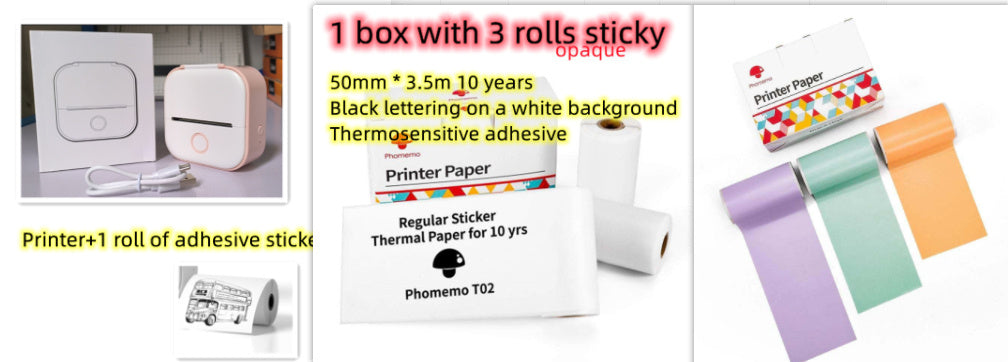 Phomemo T02 Mini Pocket Thermal Printer – Inkless Bluetooth Label Printer, Supports 10 Languages, 1000mAh Battery