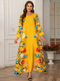 Printed Diamond Detail Women's Robe Abaya
