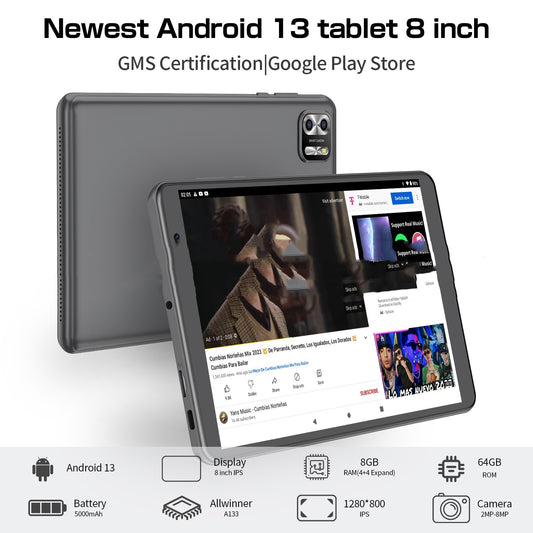 8 Inch Android Tablet with Bluetooth GPS and 64GB Storage
