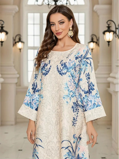 Elegant Floral Printed Abaya for Women