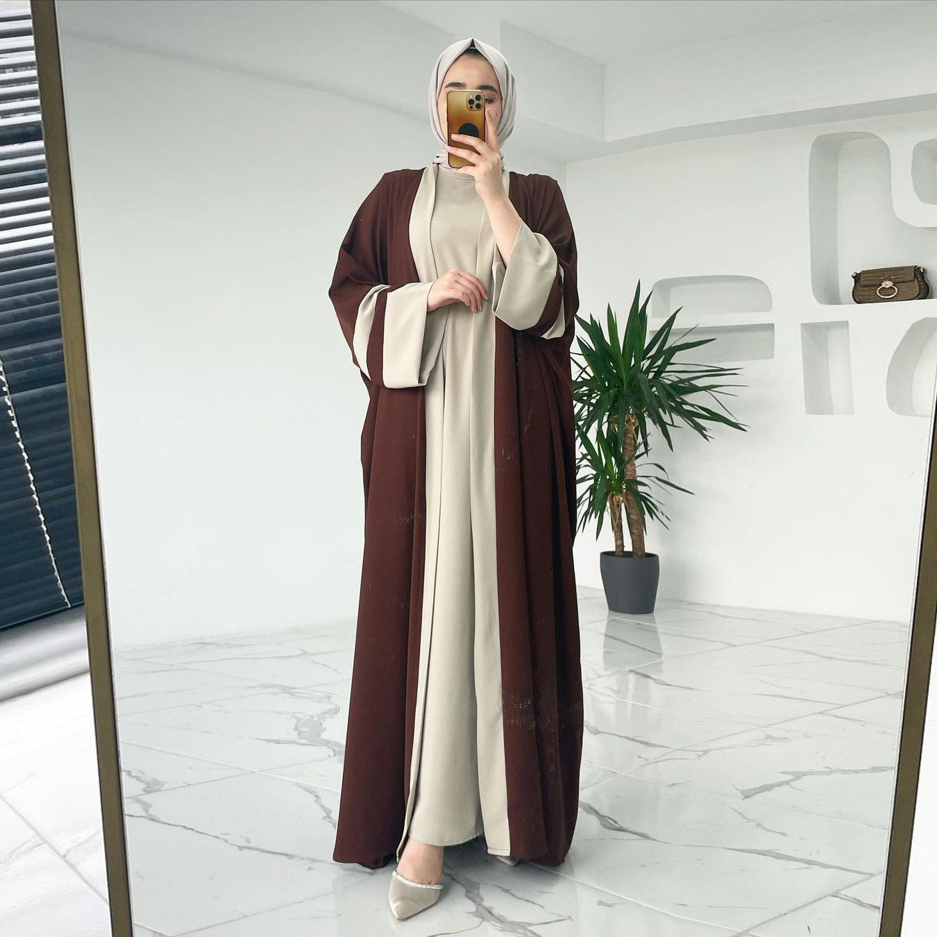 Two-Piece Long Dress Abaya Set