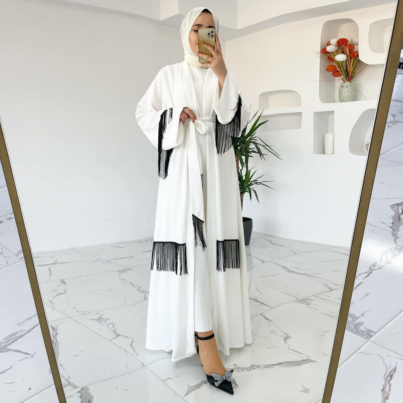 Ethnic Abaya Coat with Tassel Details
