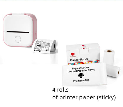 Phomemo T02 Mini Pocket Thermal Printer – Inkless Bluetooth Label Printer, Supports 10 Languages, 1000mAh Battery