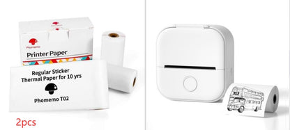 Phomemo T02 Mini Pocket Thermal Printer – Inkless Bluetooth Label Printer, Supports 10 Languages, 1000mAh Battery