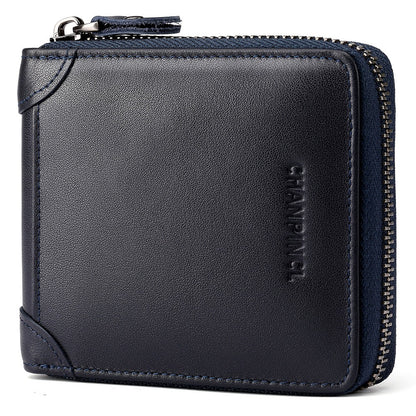 Men's Wallet Leather Zero Purse Zipper Wallet Horizontal Multi-Function Gift Box Wallet