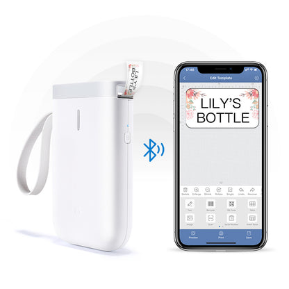 Portable Bluetooth Thermal Label Printer – Rechargeable, High-Resolution 203 DPI, Multi-Language Support