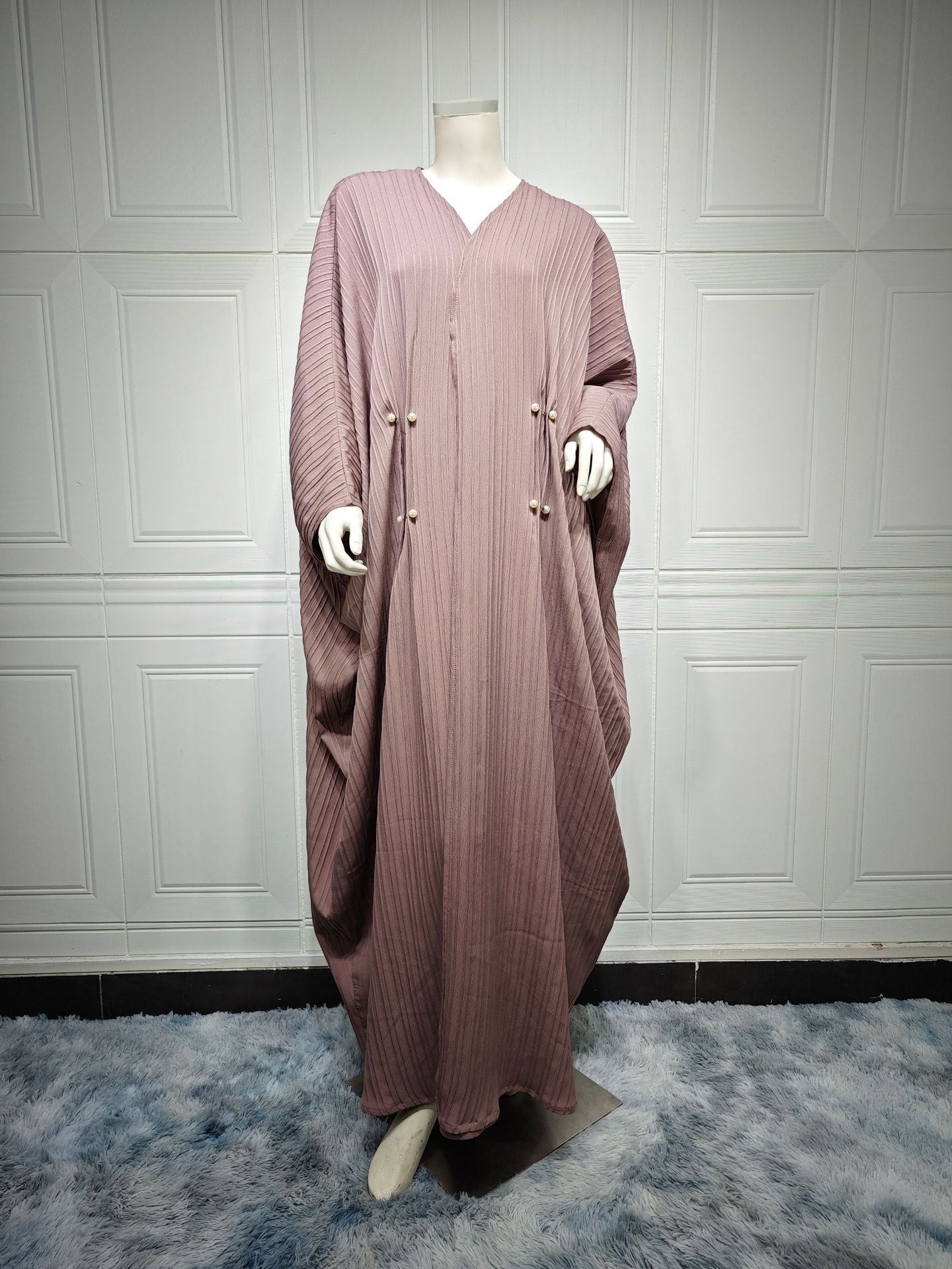 Modern Striped Plus-Size Abaya Cardigan Robe