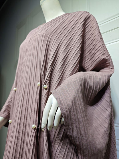 Modern Striped Plus-Size Abaya Cardigan Robe