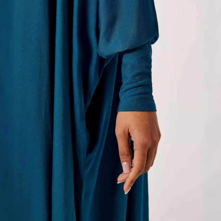 A-Line Long Skirt Batwing Sleeve Polyester Abaya