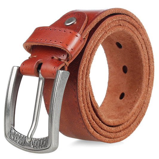 Cowhide Men's Personality Alloy Pin Buckle Trend Belt