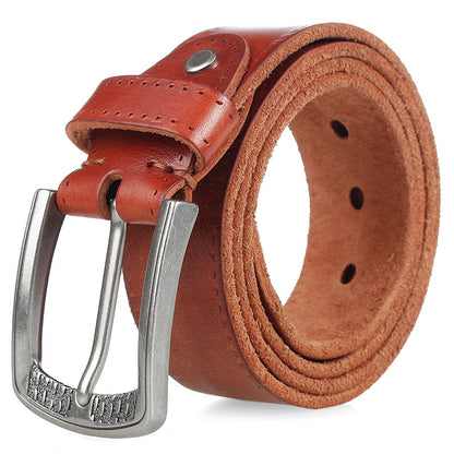 Cowhide Men's Personality Alloy Pin Buckle Trend Belt