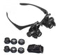 LED Double Eye Magnifier Glasses – 10X to 25X Interchangeable Lens with Headband for Precision Work