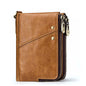 Anti-Theft Brush RFID Genuine Leather Men's Wallet Multifunctional Double Zipper Vertical Wallet Fashion Casual Coin Purse