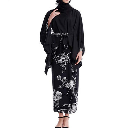 Abaya  Two-piece Set with Loose Waist and Long Skirt