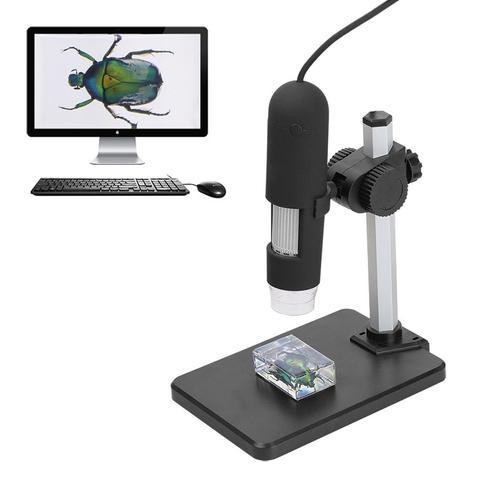 High-Speed DSP Digital Microscope, 0.3M Video, 1000X Zoom, USB Powered, Adjustable LED, Driver-Free, Windows Compatible (Black)
