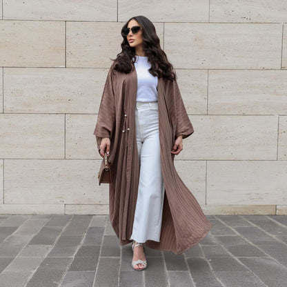 Modern Striped Plus-Size Abaya Cardigan Robe