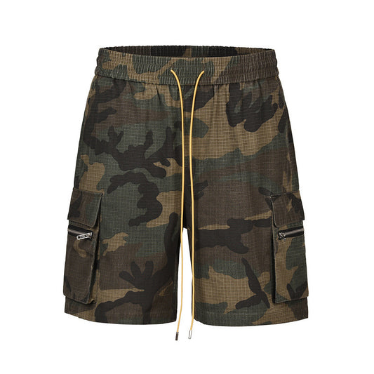 Multi-bag Washed Camouflage Workwear Shorts