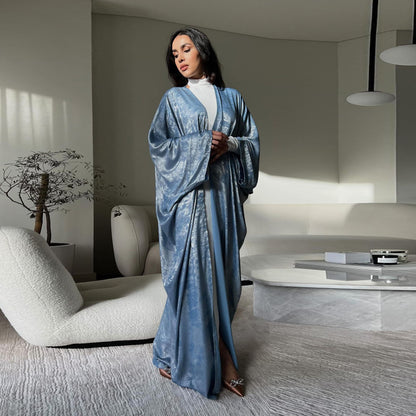 Fashion Bronzing Satin Abaya Robe