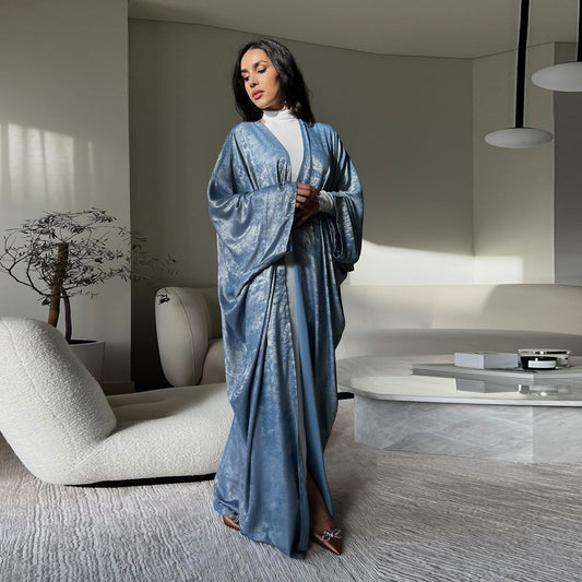 Fashion Bronzing Satin Abaya Robe