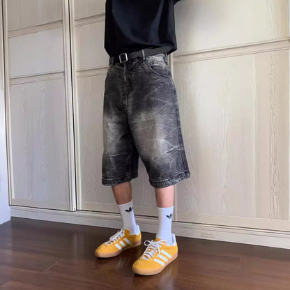 Loose Casual Straight-leg Washed Do The Old Cowboy Shorts Men