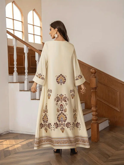Elegant Floral Printed Abaya for Women
