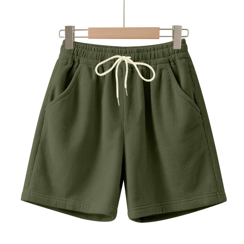 Corduroy Elastic Lace Men's Plus Size Beach Casual Shorts