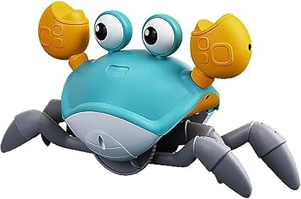SKY-TOUCH Electric Runaway Crab Crawling Crab Baby Toy with Music and LED Light Up Toddler Interactive Learning Development Toy with Automatically Avoid Obstacles For Babies, Toddlers and Kids