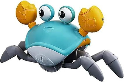 SKY-TOUCH Electric Runaway Crab Crawling Crab Baby Toy with Music and LED Light Up Toddler Interactive Learning Development Toy with Automatically Avoid Obstacles For Babies, Toddlers and Kids